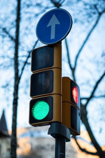 istock Close view of a green traffic light with blurred background 1155242771