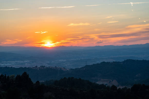 Sunset sky view with mountains and nature