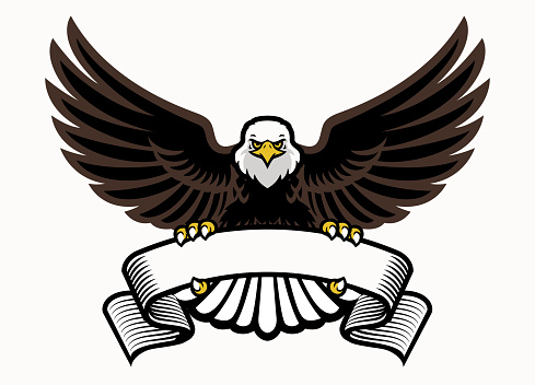 vector of mascot eagle grip the blank ribbon