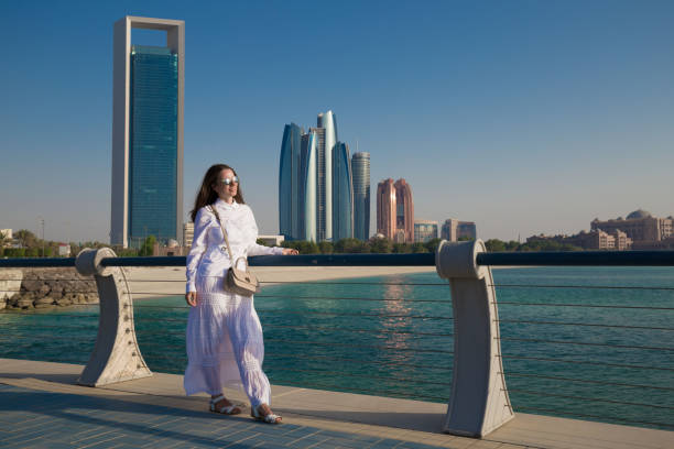 istock UAE. Woman in quay Abu Dhabi 1155254668