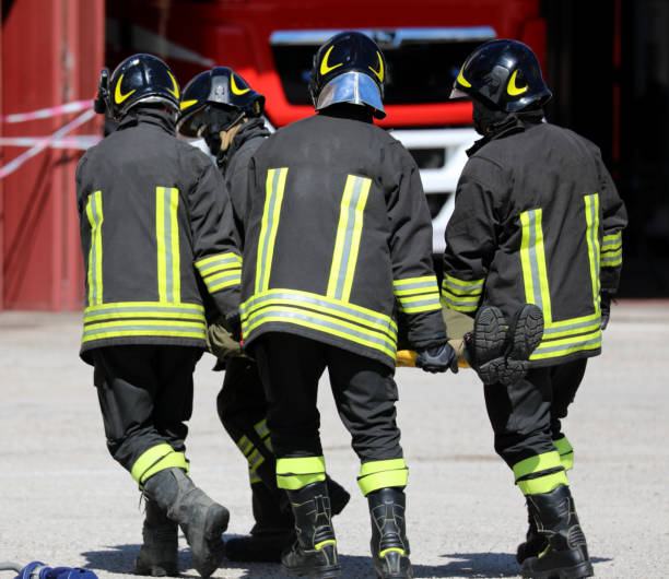 istock rescuers stretcher bearer after the accident 1155255647