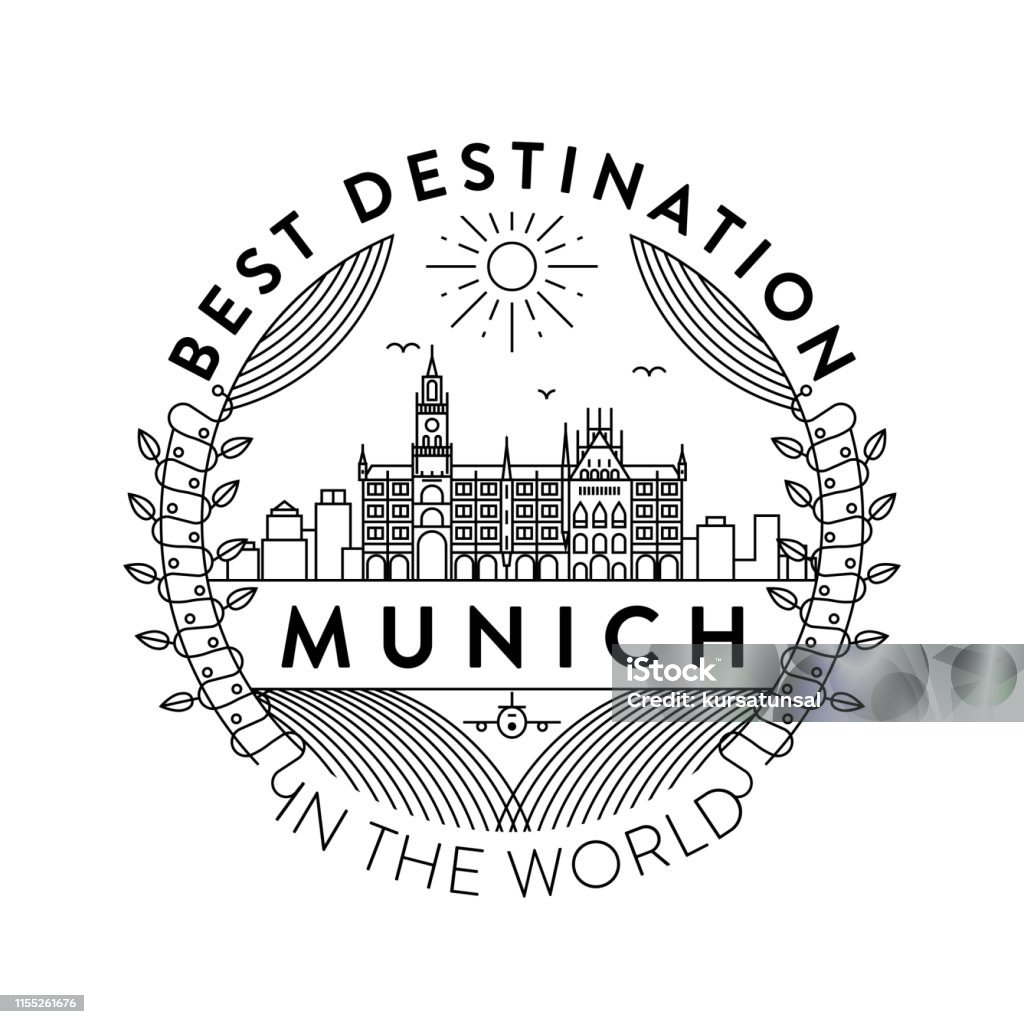 Vector Munich City Badge, Linear Style - Lizenzfrei Abzeichen Vektorgrafik