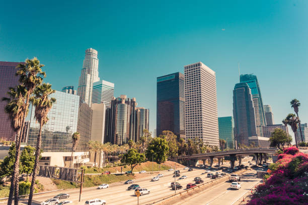istock Panoramic view on downtown of Los Angeles over route 110 1155261799