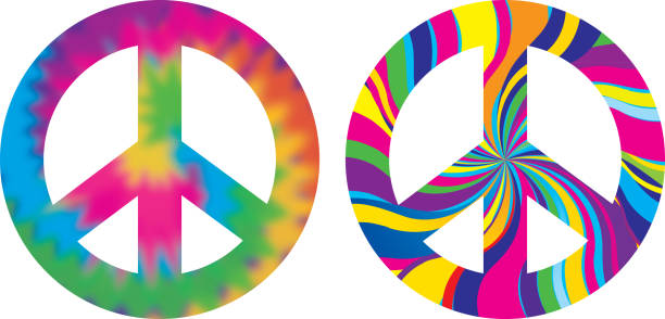 psychedelische friedenszeichen - friedenssymbol stock-grafiken, -clipart, -cartoons und -symbole