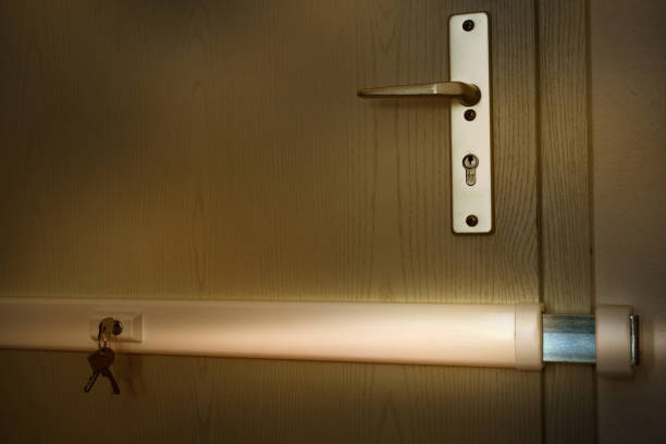 istock locked door with a metallic deadbolt 1155266052