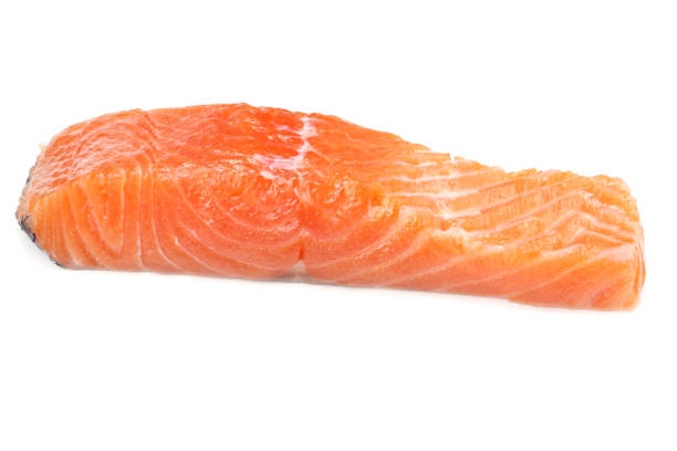 istock Red fish. Raw salmon fillet isolate on white background. 1155266573