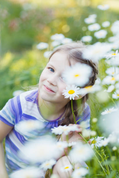 istock Little girl in a field among chamomile. 1155268374