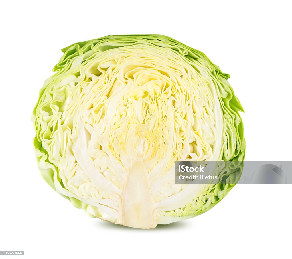 Cavolo verde isolato su bianco - Foto stock royalty-free di Alimentazione sana