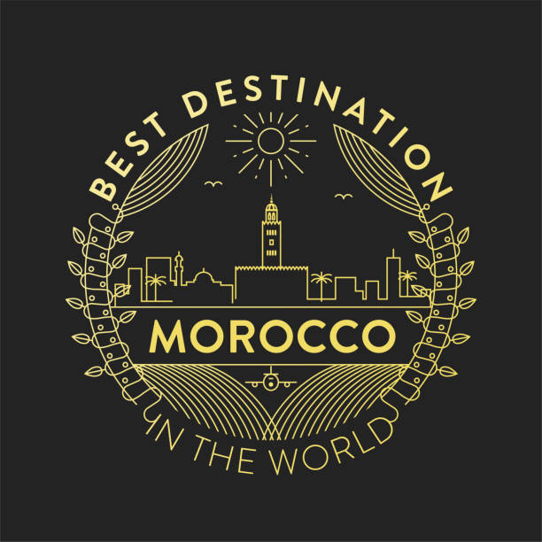 Vector Morocco City Badge, Linear Style Vector Morocco City Badge, Linear Style marrakech stock illustrations