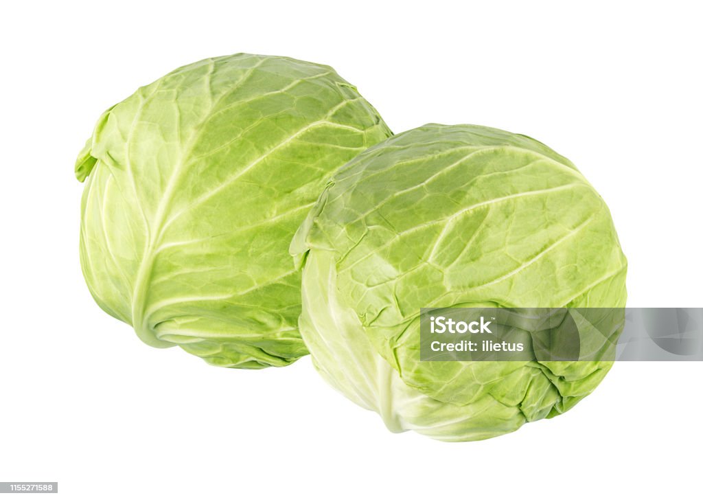 Cavolo verde isolato su bianco - Foto stock royalty-free di Alimentazione sana