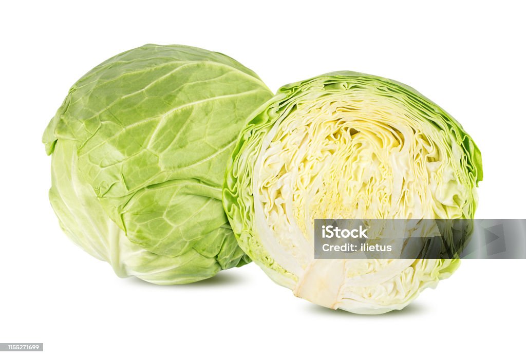 Cavolo verde isolato su bianco - Foto stock royalty-free di Alimentazione sana