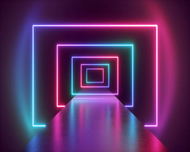 istock 3d render, abstract neon background, virtual reality tunnel, ultraviolet spectrum, fashion catwalk podium, empty performance stage, floor reflection 1155272645