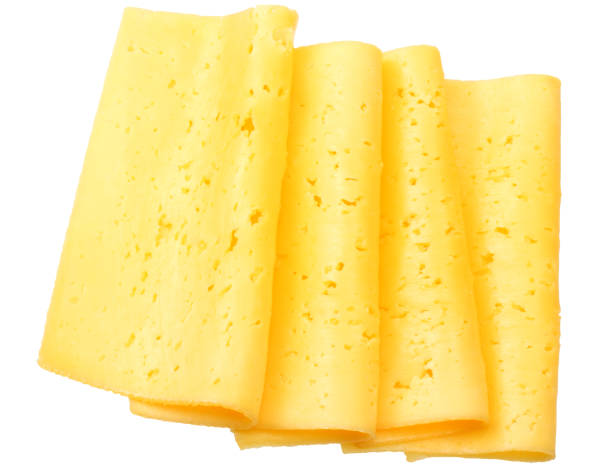 istock cheese slices isolated on white background. top view 1155274368