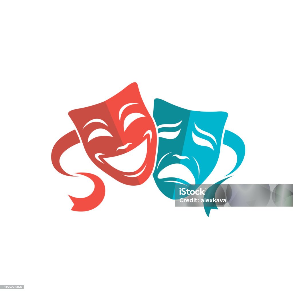 theatrical masks set illustration of comedy and tragedy theatrical masks isolated Comedy Mask stock vector