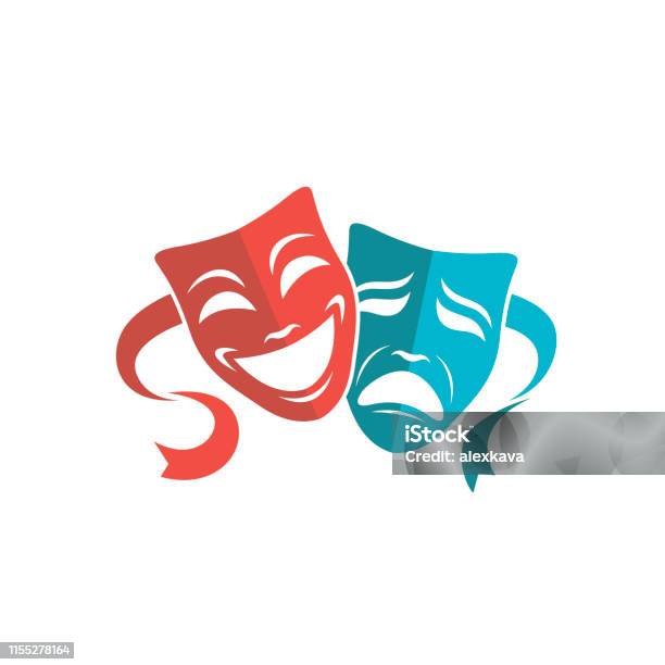 Theatrical Masks Set Stock Illustration - Download Image Now - Comedy Mask, Humor, Tragedy Mask