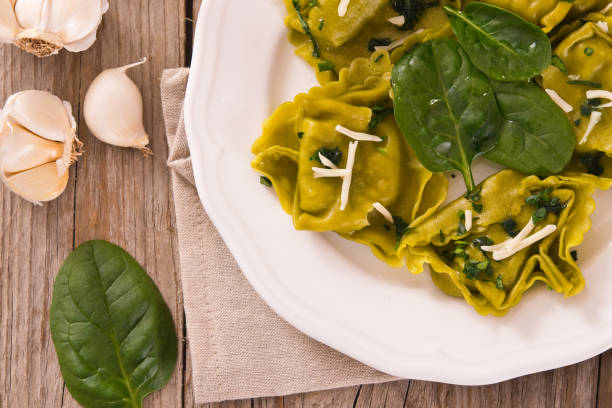 istock Spinach ravioli with ricotta cheese filling. 1155278335