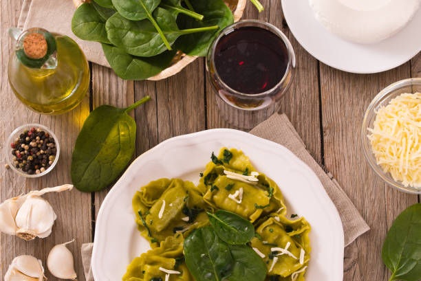 istock Spinach ravioli with ricotta cheese filling. 1155278556