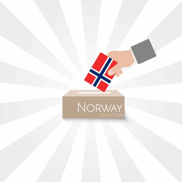 illustrazioni stock, clip art, cartoni animati e icone di tendenza di norvegia elezioni vote box vector work - norwegian flag norway flag freedom