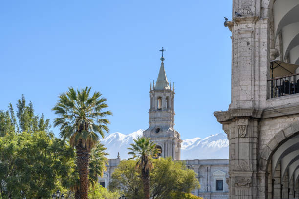 The Basilica Cathedral of Arequipa at Plaza de Armas, Peru.