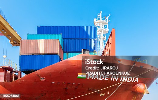 istock Trade war , Made in India smart logistic concept. Shipping Cargo ship business Container import and export company for Logistics and Transportation. Chinese investment toward Southeast Asia. 1155281861