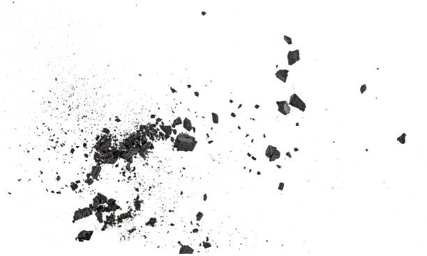 istock Black coal dust with fragments isolated on white background, top view. 1155281998