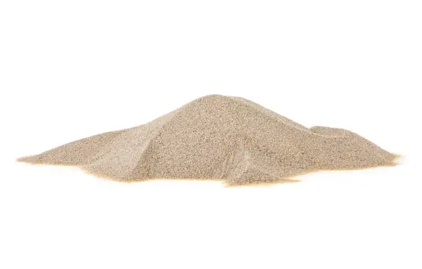 Photo of Pile desert sand dune isolated on a white background