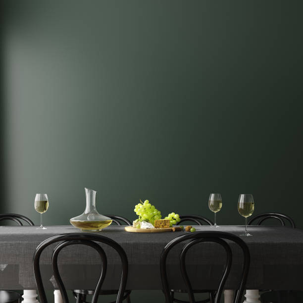 istock Poster, wall mock up in dark green dining room interior 1155290305
