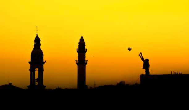 of woman flying a peace dove. Mardin mosque and church together of woman flying a peace dove. Mardin mosque and church together midyat photos stock pictures, royalty-free photos & images