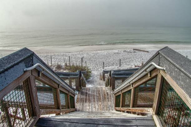 grayton beach è una delleva su uno stato della florida - sand beach sand dune sea oat grass foto e immagini stock