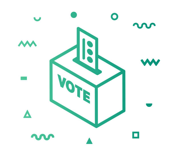 선거 라인 스타일 아이콘 디자인 - choice questionnaire decisions voting stock illustrations