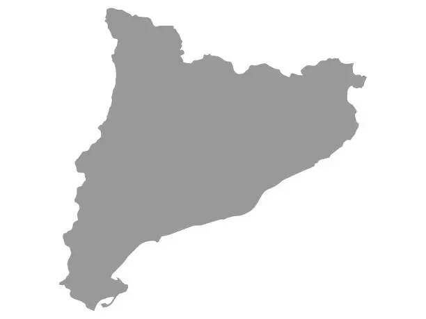 Vector illustration of Grey Map of the Spanish Autonomous Community of Catalonia
