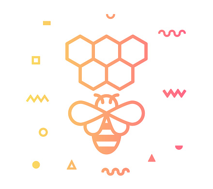 Beekeeping outline style icon design with decorations and gradient color. Line vector icon illustration for modern infographics, mobile designs and web banners.