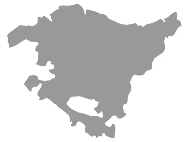Vector illustration of Grey Map of the Spanish Autonomous Community of Basque Country