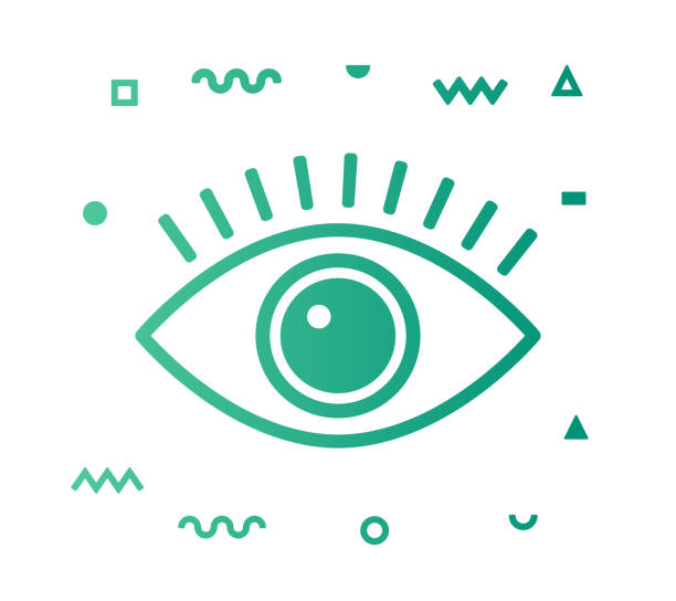 ilustrações, clipart, desenhos animados e ícones de linha de optometria estilo icon design - surveillance human eye security privacy