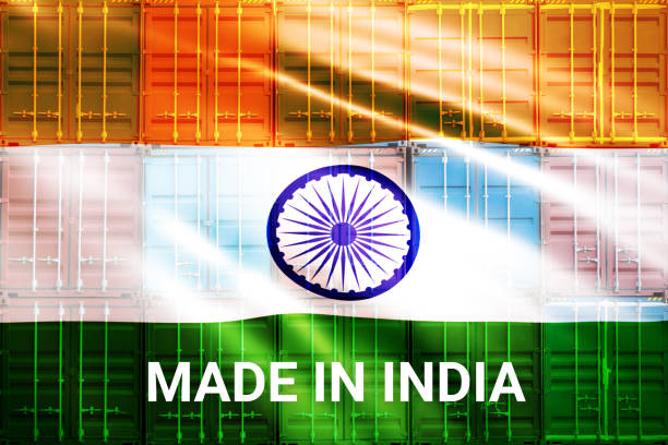 istock Trade war , Made in INDIA smart logistic concept. Shipping Cargo business Container import and export company for Logistics and Transportation. Factory export from INDIA. 1155295925