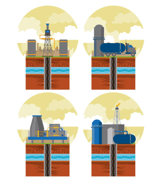 fracking зоны и эмблемы нефтяной промышленности - fracking exploration gasoline industry stock illustrations