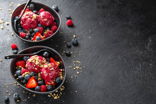 istock Berry refreshing ice cream scoops on plate 1155304056
