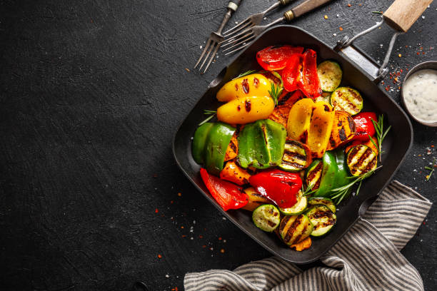 istock Healthy tasty vegetables grilled on pan 1155305107