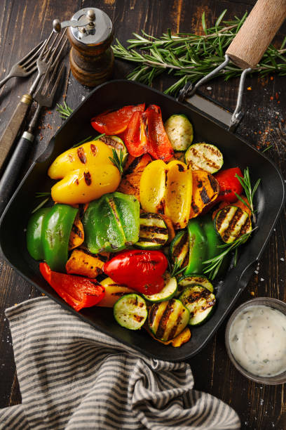 istock Healthy tasty vegetables grilled on pan 1155305488