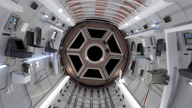 cabina del transbordador espacial. transbordador espacial volando en el espacio. renderizado 3d - astronaut space zero gravity spacewalk fotografías e imágenes de stock