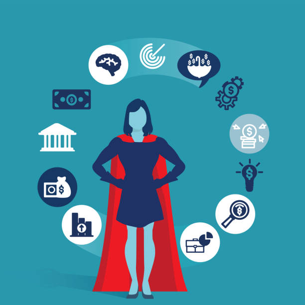 istock Super woman and business icons 1155319201
