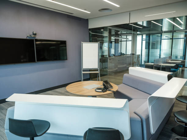 istock Minimalist style video conference room 1155327909