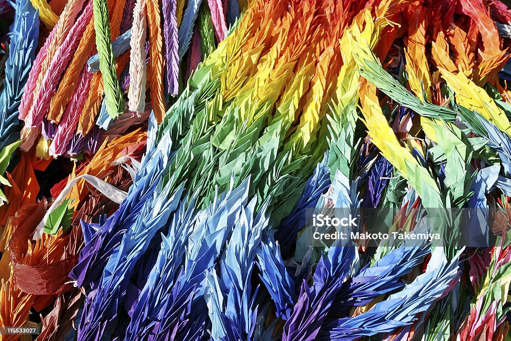 Center of a Thousand Cranes Folded peace cranes in Nagasaki. Color Image Stock Photo