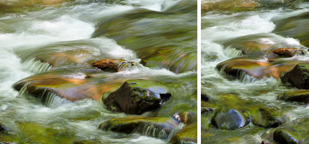 Two Long Exposure Images of the Little River in the Great Smokey Mountains National Park, Horizontal and Vertical