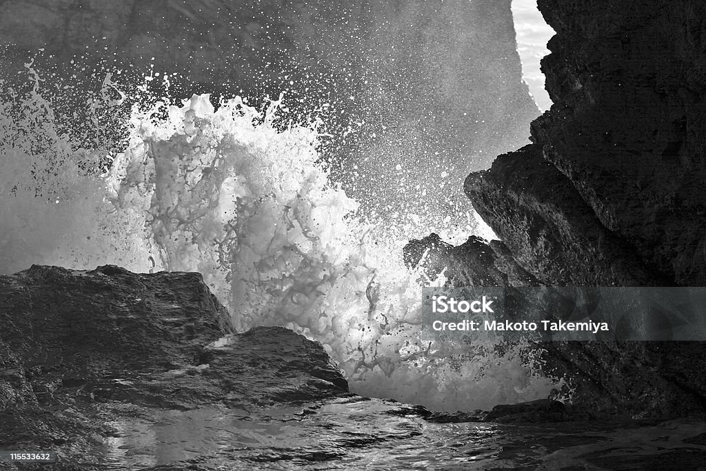 Splash of a Wave - BW The beauty and majesty of the splash of a wave can be seen and felt. Awe Stock Photo