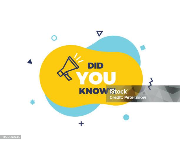 Did You Know Text On A Fluid Trendy Shape With Geometric Elements And A Megaphone Vector Design Banner Isolated For Curiosity Knowledge Quiz Games Trivia And Other Concepts Stock Illustration - Download Image Now