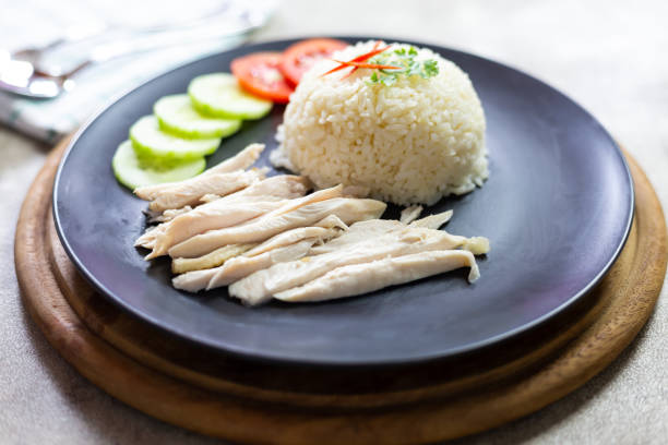 istock Hainanese chicken rice with cucumber , 