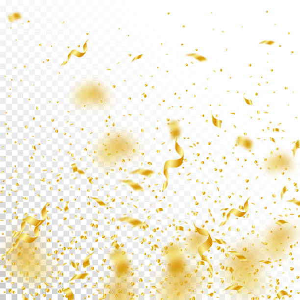 istock Streamers and confetti. Gold tinsel and foil ribbo 1155346398