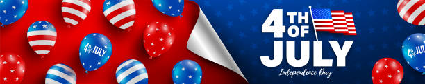 4. juli postervorlage. usa unabhängigkeitstag feier mit amerikanischen ballons flagge. usa 4. juli werbebanner vorlage für broschüren, poster oder banner.vector illustration eps 10 - hot air balloon party political party greeting stock-grafiken, -clipart, -cartoons und -symbole