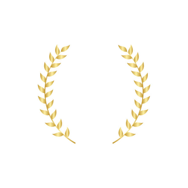 istock Gold laurel or olive branch element of greek victory wreath vector icon isolated. 1155353093
